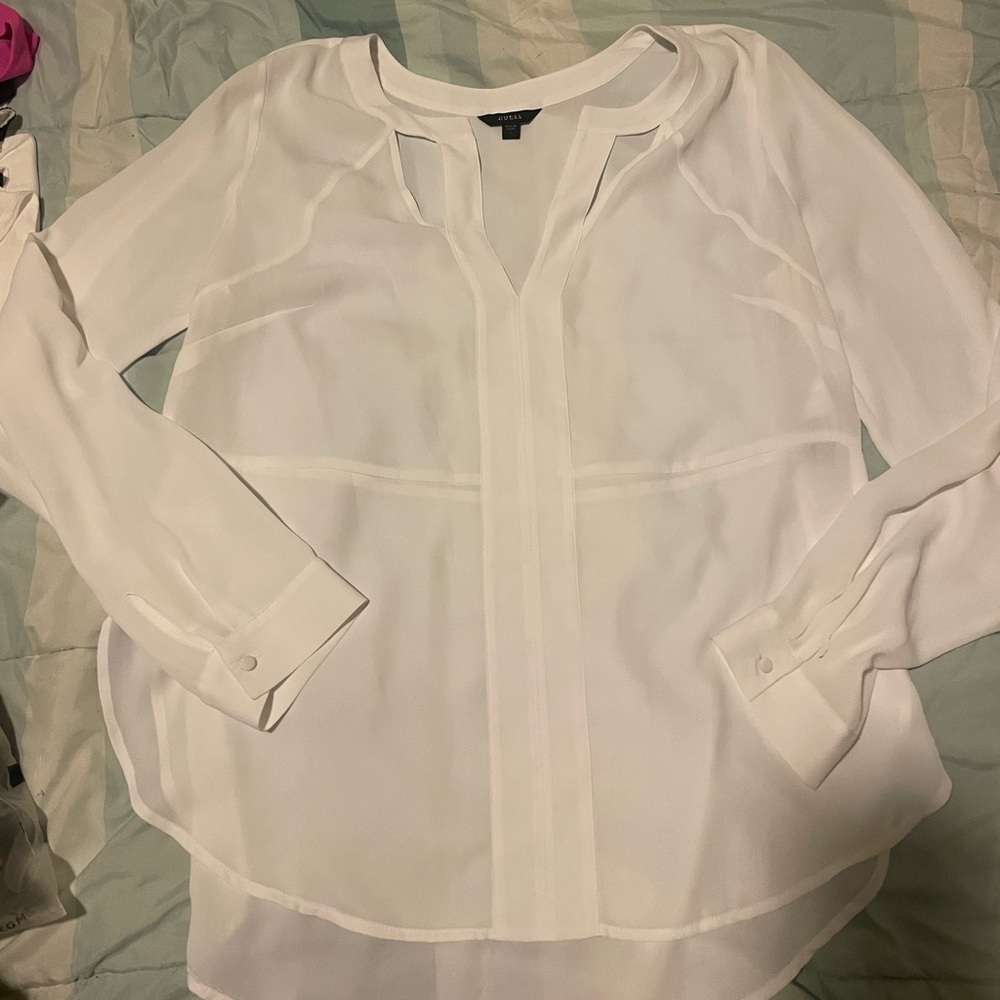 Guess white blouse top